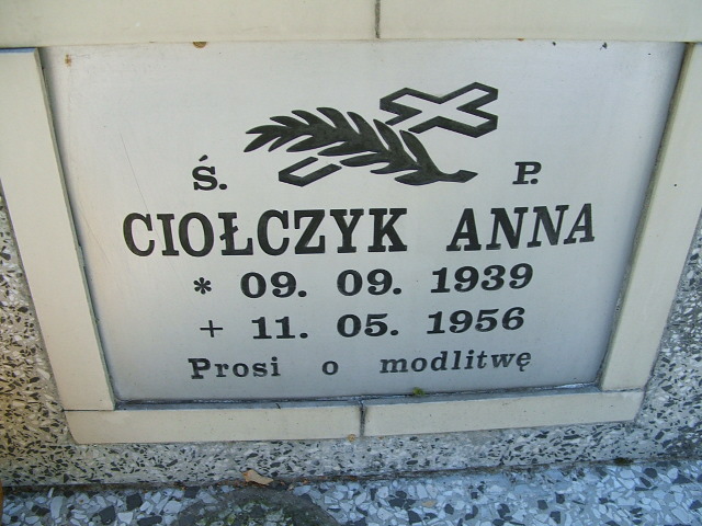 Anna Ciołczyk 1939 Trzebinia - Grobonet - Wyszukiwarka osób pochowanych