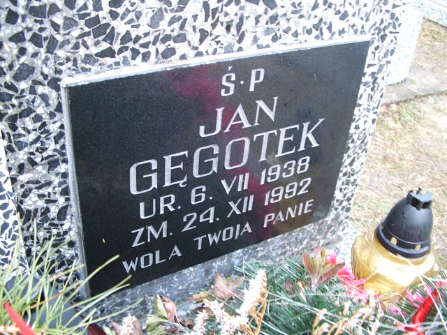 Jan Gęgotek 1938 Trzebinia - Grobonet - Wyszukiwarka osób pochowanych