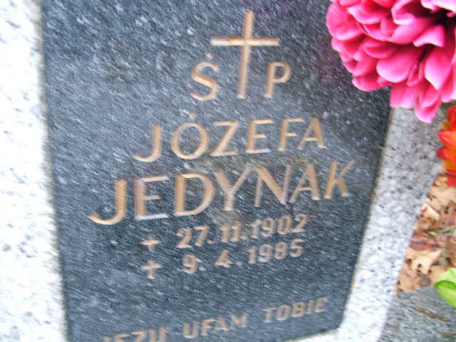 Józefa Jedynak 1902 Trzebinia - Grobonet - Wyszukiwarka osób pochowanych