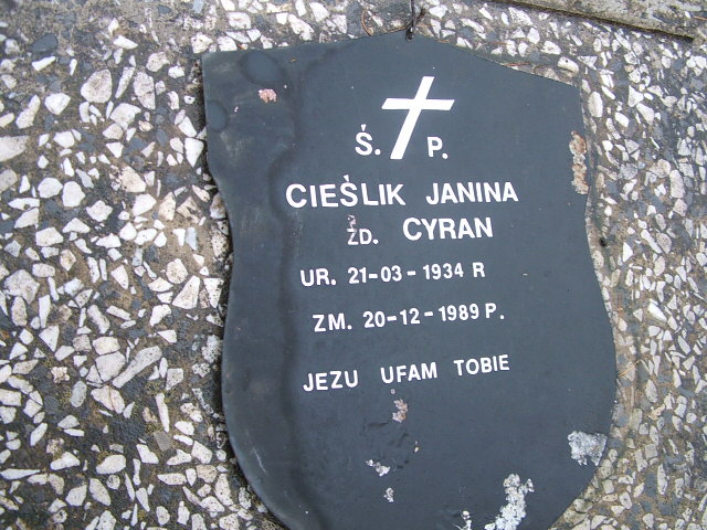 Janina Cieślik 1934 Trzebinia - Grobonet - Wyszukiwarka osób pochowanych