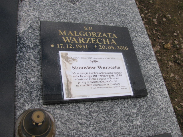 Małgorzata Warzecha 1931 Trzebinia - Grobonet - Wyszukiwarka osób pochowanych