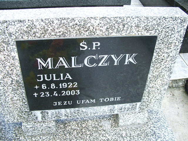 Julia Malczyk 1922 Trzebinia - Grobonet - Wyszukiwarka osób pochowanych